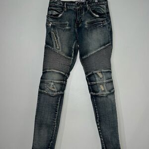 Denim City Moto style denim distressed jeans size 32 x 32